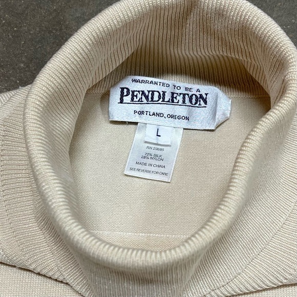 Pendleton Classic Cream Silk Blend Sweater Long Sleeve Mock Turtle Neck - Picture 4 of 8
